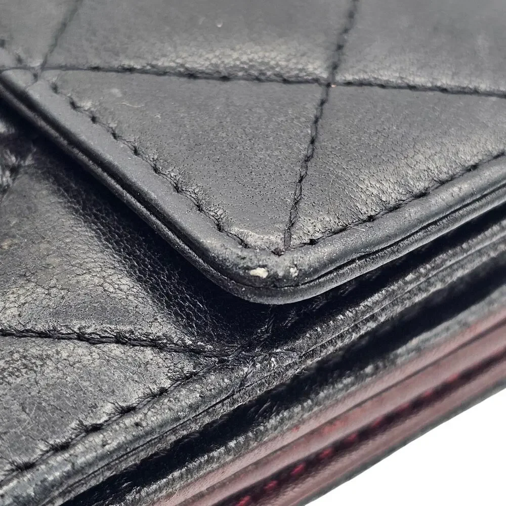 Chanel Classic Quilted Lambskin Leather Flap Long Wallet - Black